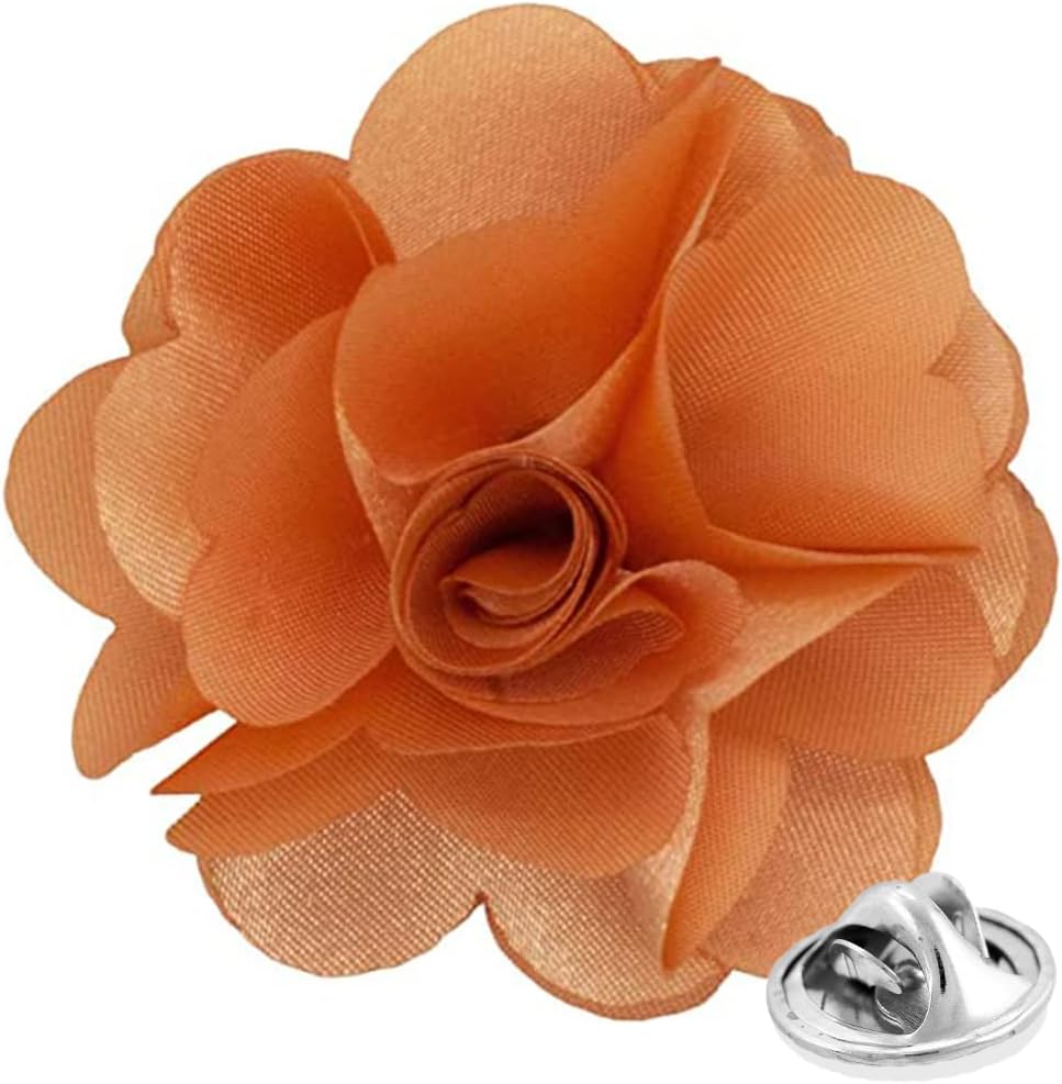Vittorio Vico Unisex Satin Solid Flower Lapel Pin - Suits You Sir - Peach -