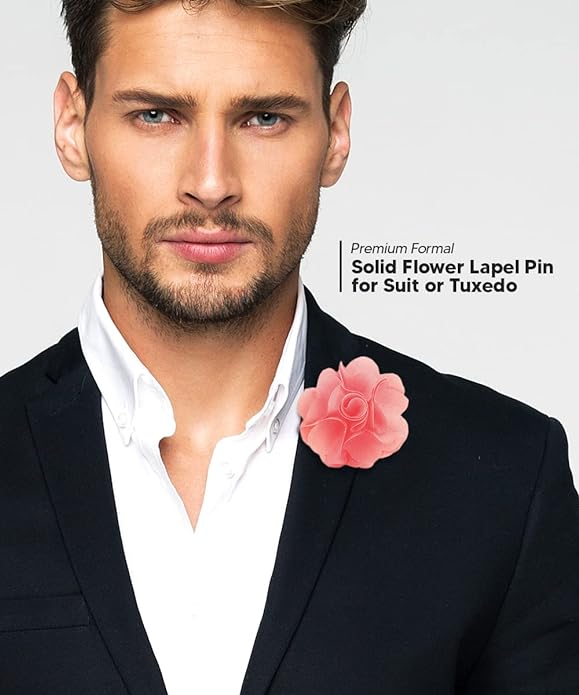 Vittorio Vico Unisex Satin Solid Flower Lapel Pin - Suits You Sir - Pink -