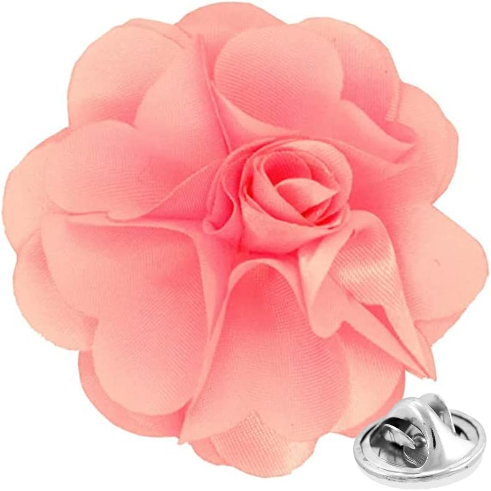 Vittorio Vico Unisex Satin Solid Flower Lapel Pin - Suits You Sir - Pink -