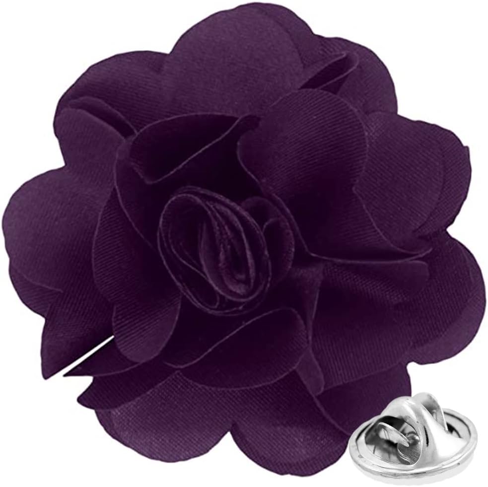 Vittorio Vico Unisex Satin Solid Flower Lapel Pin - Suits You Sir - Plum -