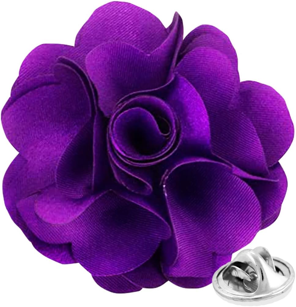 Vittorio Vico Unisex Satin Solid Flower Lapel Pin - Suits You Sir - Purple -
