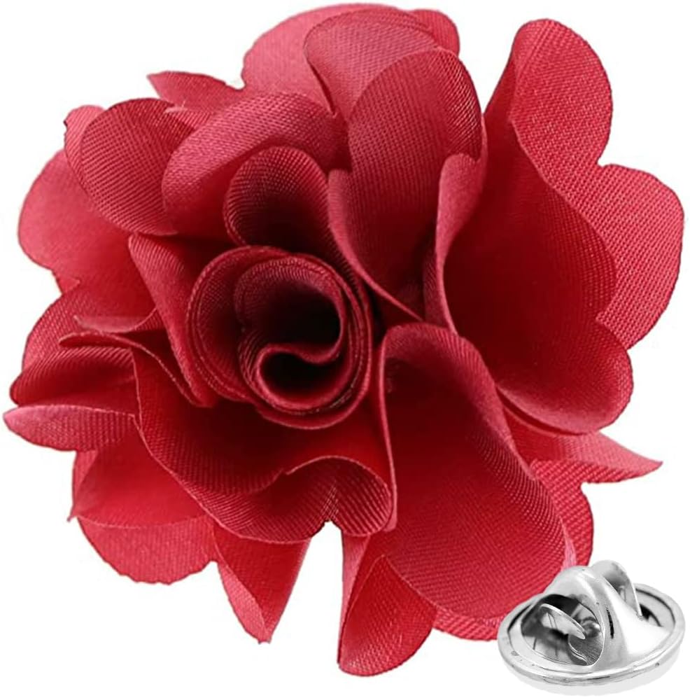 Vittorio Vico Unisex Satin Solid Flower Lapel Pin - Suits You Sir - Rose -