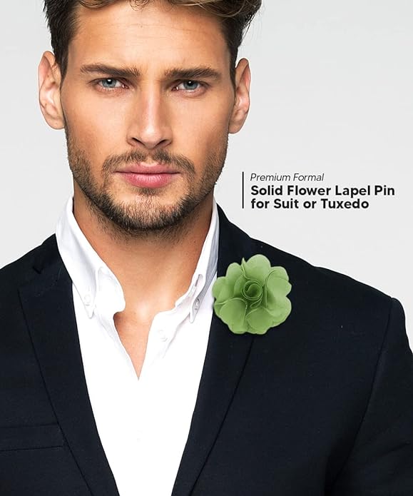 Vittorio Vico Unisex Satin Solid Flower Lapel Pin - Suits You Sir - Sage Green -