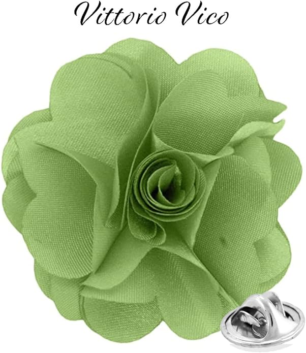 Vittorio Vico Unisex Satin Solid Flower Lapel Pin - Suits You Sir - Sage Green -