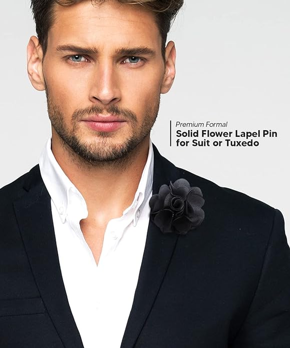 Vittorio Vico Unisex Satin Solid Flower Lapel Pin - Suits You Sir - Silver Gray -