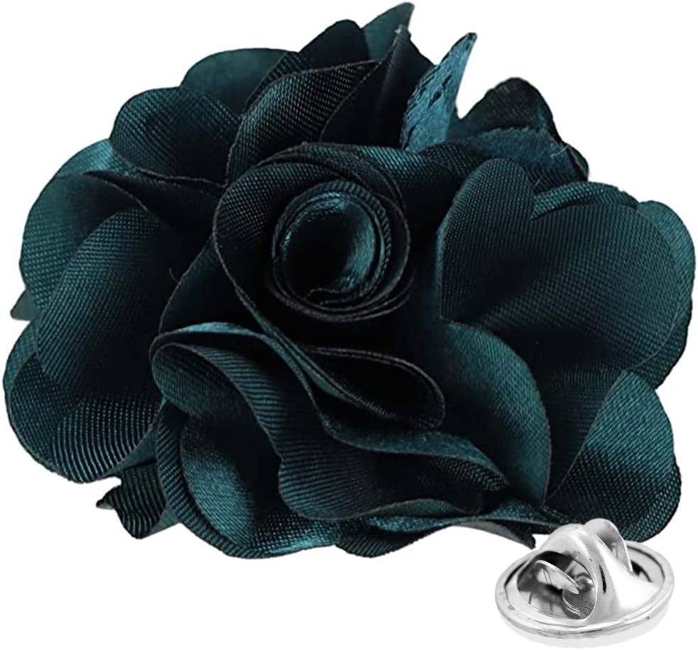 Vittorio Vico Unisex Satin Solid Flower Lapel Pin - Suits You Sir - Teal Green -