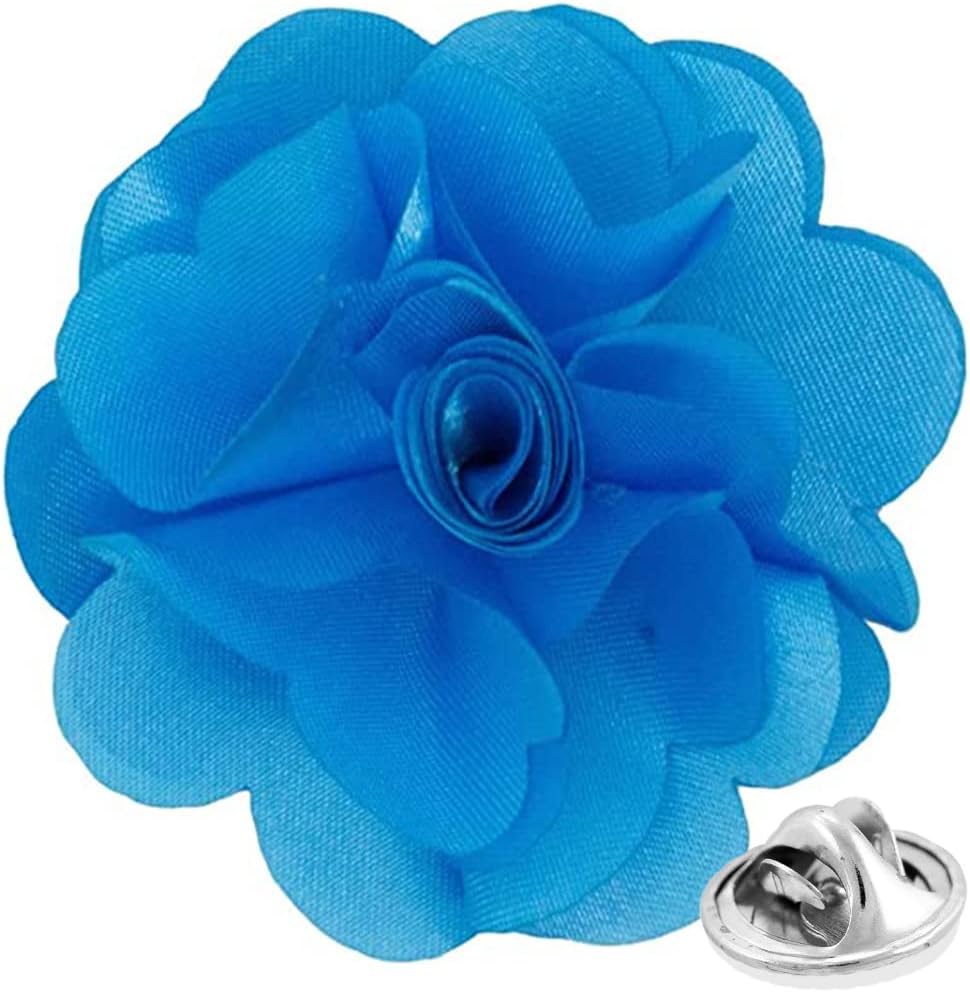 Vittorio Vico Unisex Satin Solid Flower Lapel Pin - Suits You Sir - Turquoise -