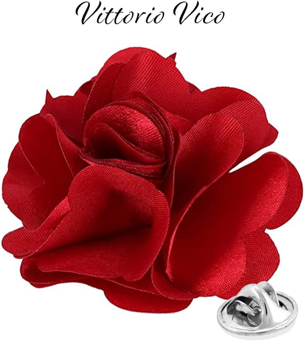 Vittorio Vico Unisex Satin Solid Flower Lapel Pin - Suits You Sir - Wine -