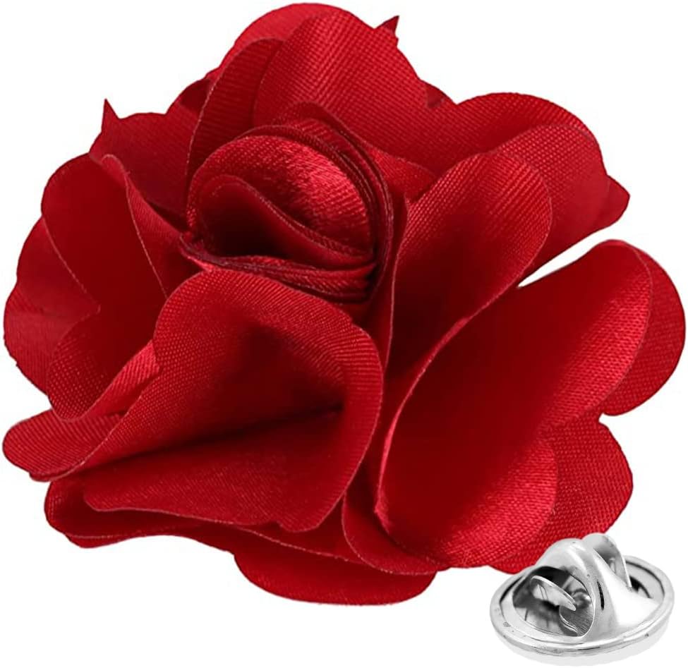 Vittorio Vico Unisex Satin Solid Flower Lapel Pin - Suits You Sir - Wine -