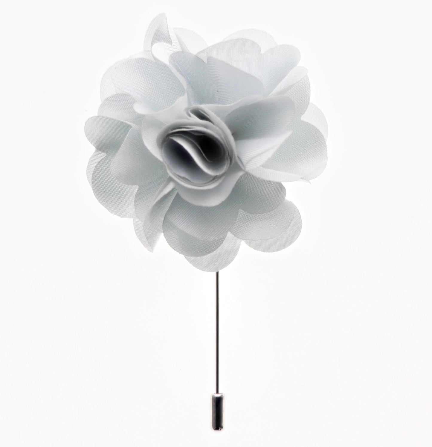 Vittorio Vico Unisex Satin Stick Flower Lapel Pin - Suits You Sir - Light Silver -