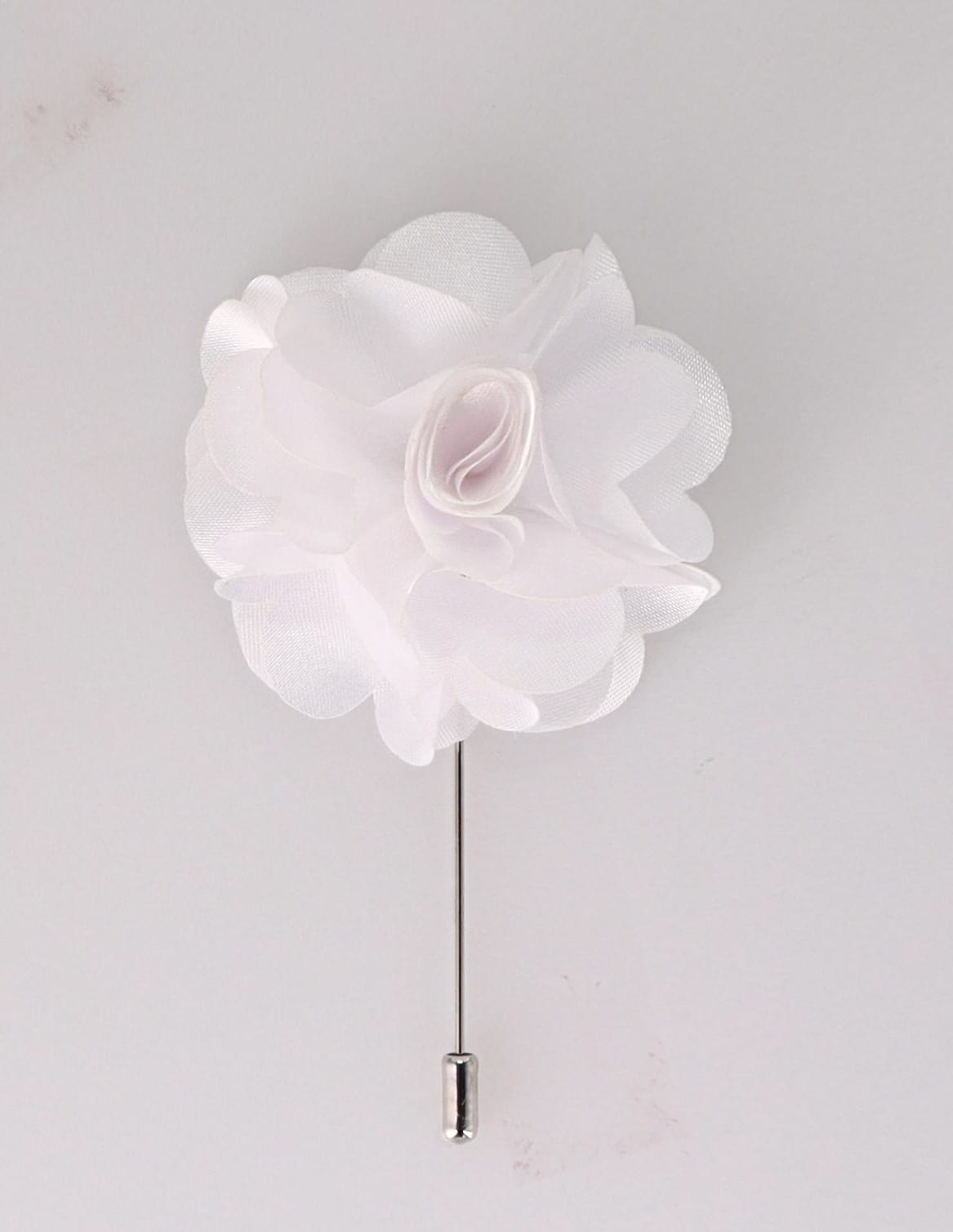 Vittorio Vico Unisex Satin Stick Flower Lapel Pin - Suits You Sir - White -