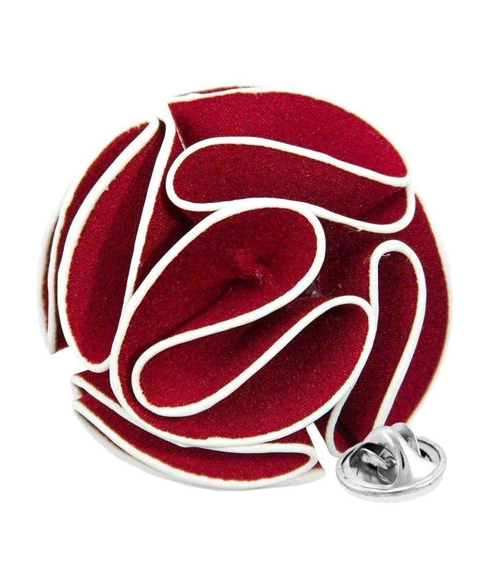 Vittorio Vico Unisex Trim Rose Flower Lapel Pin - Suits You Sir - Burgundy -