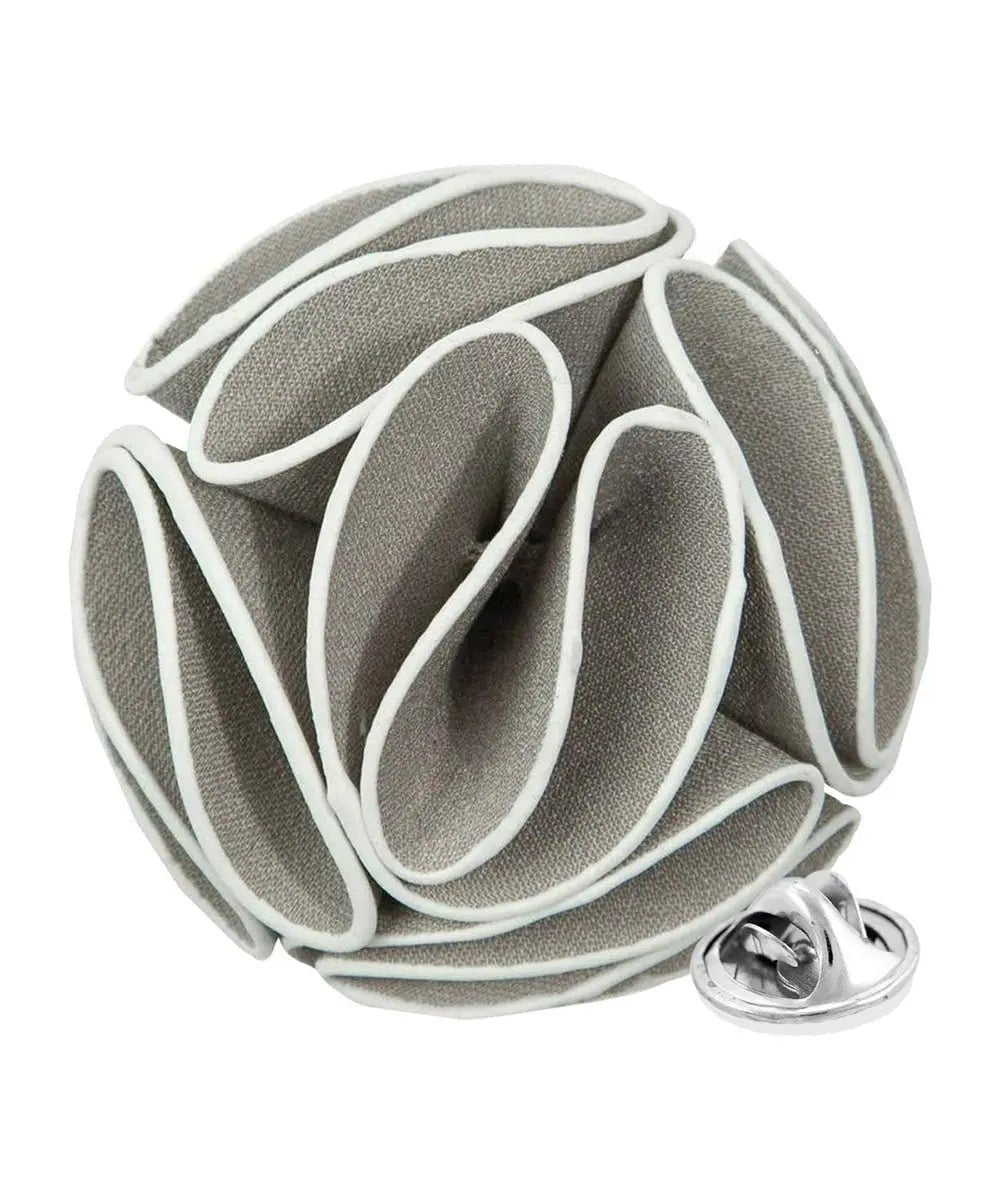 Vittorio Vico Unisex Trim Rose Flower Lapel Pin - Suits You Sir - Gray -