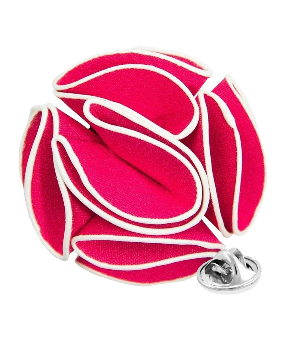 Vittorio Vico Unisex Trim Rose Flower Lapel Pin - Suits You Sir - Hot Pink -