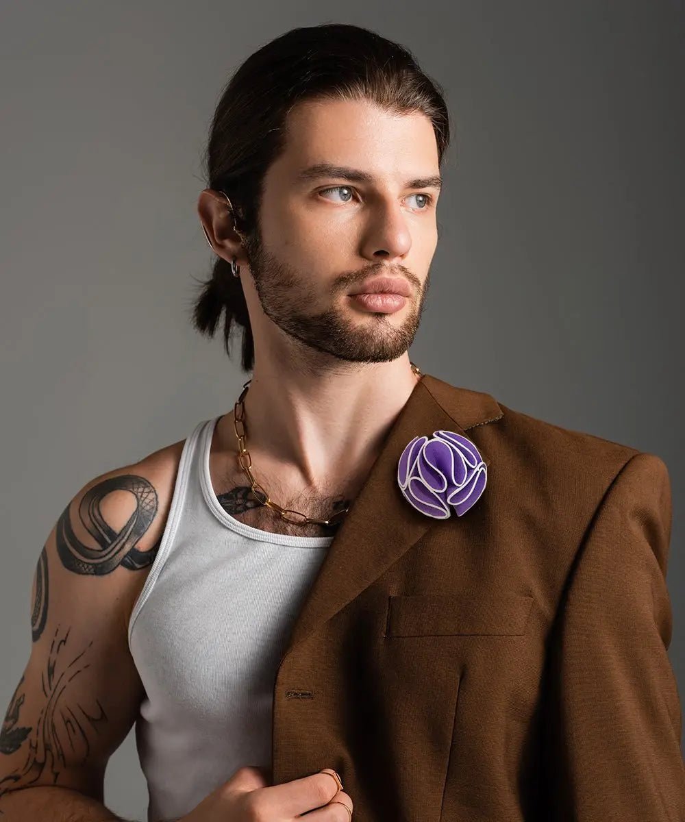Vittorio Vico Unisex Trim Rose Flower Lapel Pin - Suits You Sir - Lavender -