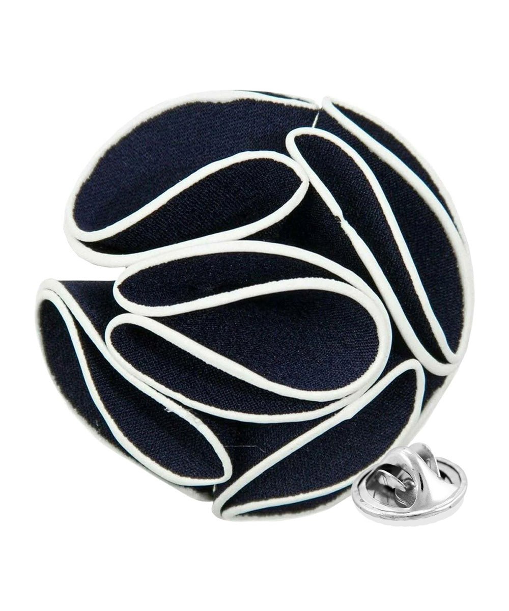 Vittorio Vico Unisex Trim Rose Flower Lapel Pin - Suits You Sir - Navy Blue -