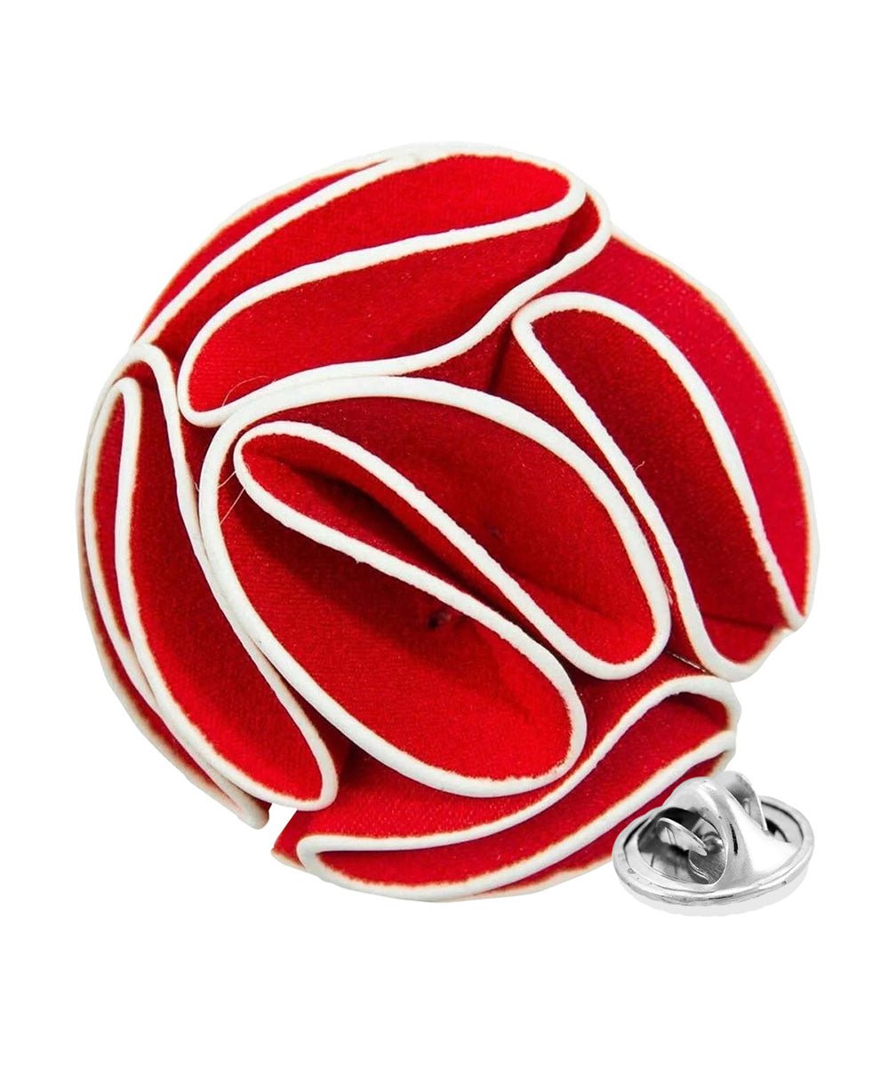 Vittorio Vico Unisex Trim Rose Flower Lapel Pin - Suits You Sir - Red -