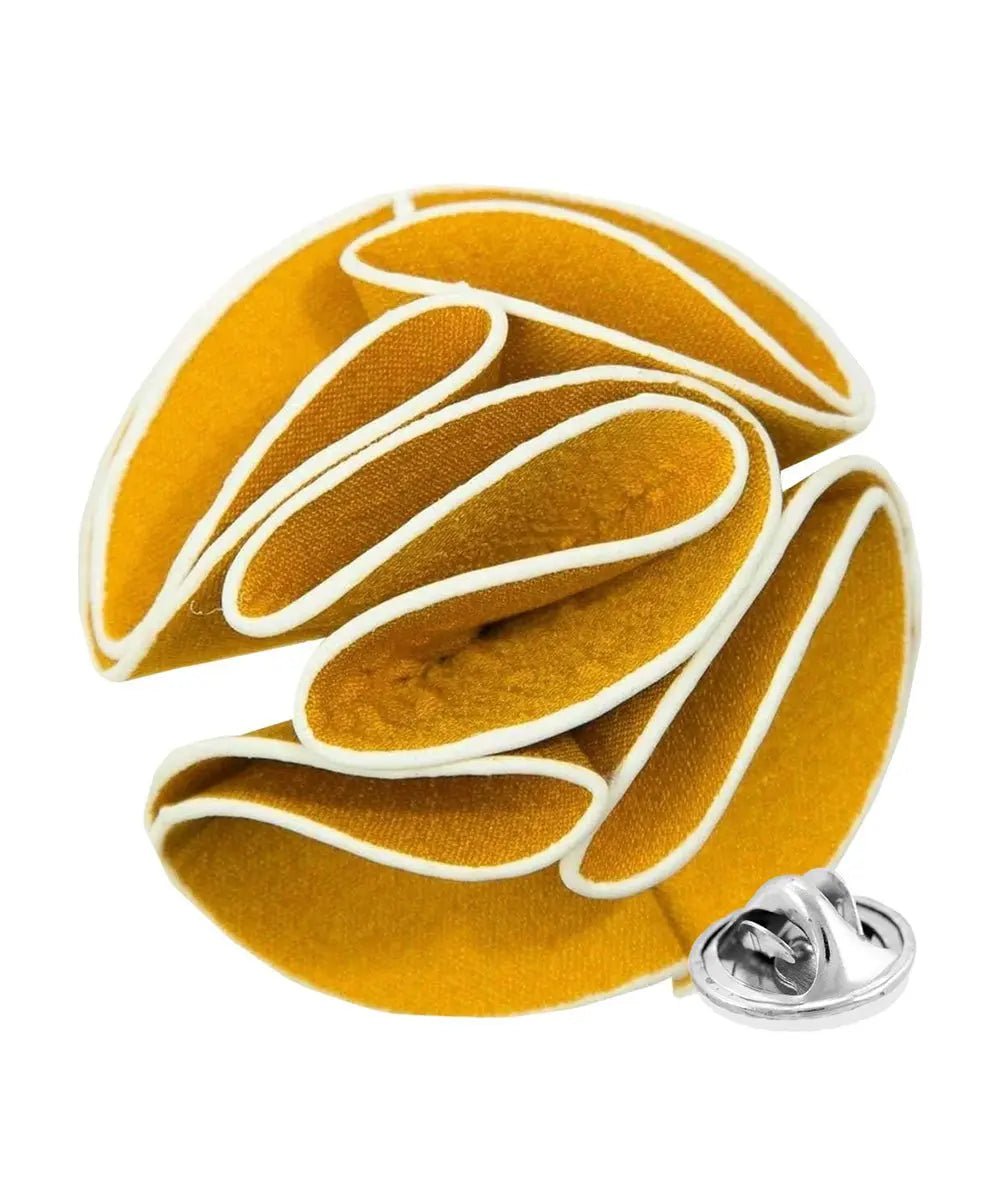 Vittorio Vico Unisex Trim Rose Flower Lapel Pin - Suits You Sir - Yellow -