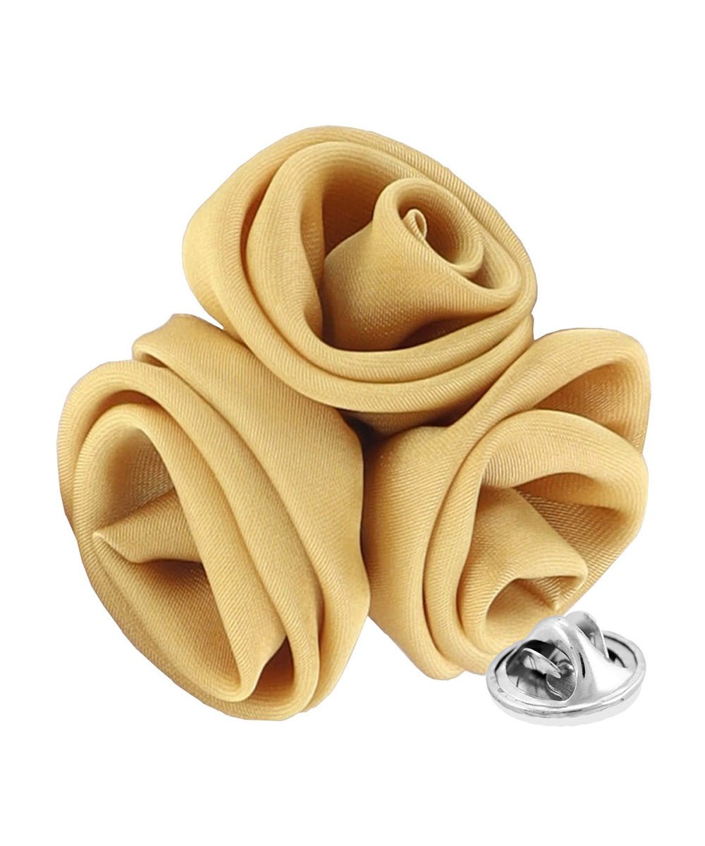 Vittorio Vico Unisex Trio Cluster Satin Flower Lapel Pin - Suits You Sir - Gold -
