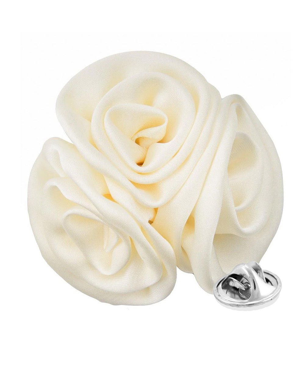 Vittorio Vico Unisex Trio Cluster Satin Flower Lapel Pin - Suits You Sir - Ivory -