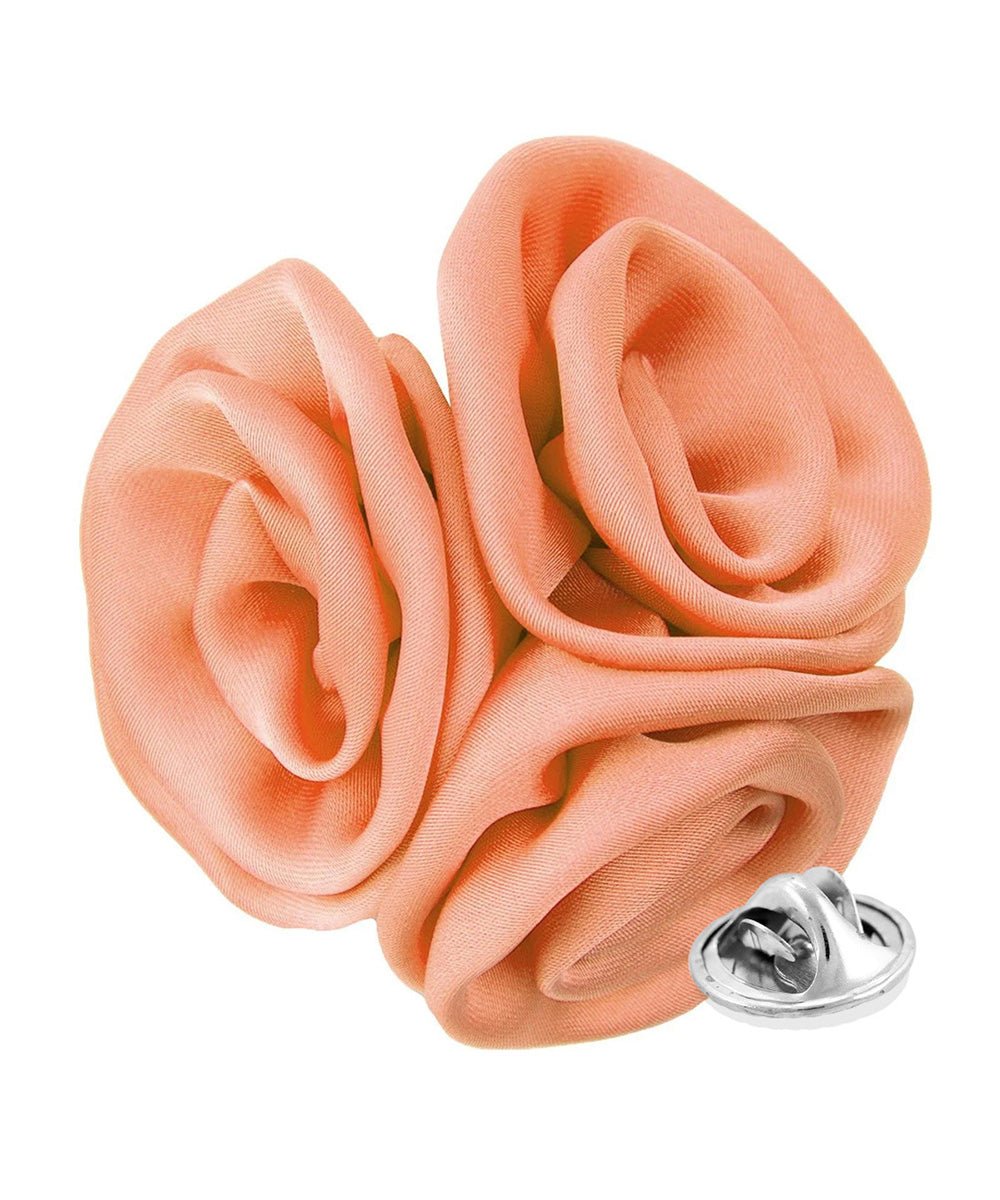 Vittorio Vico Unisex Trio Cluster Satin Flower Lapel Pin - Suits You Sir - Peach -