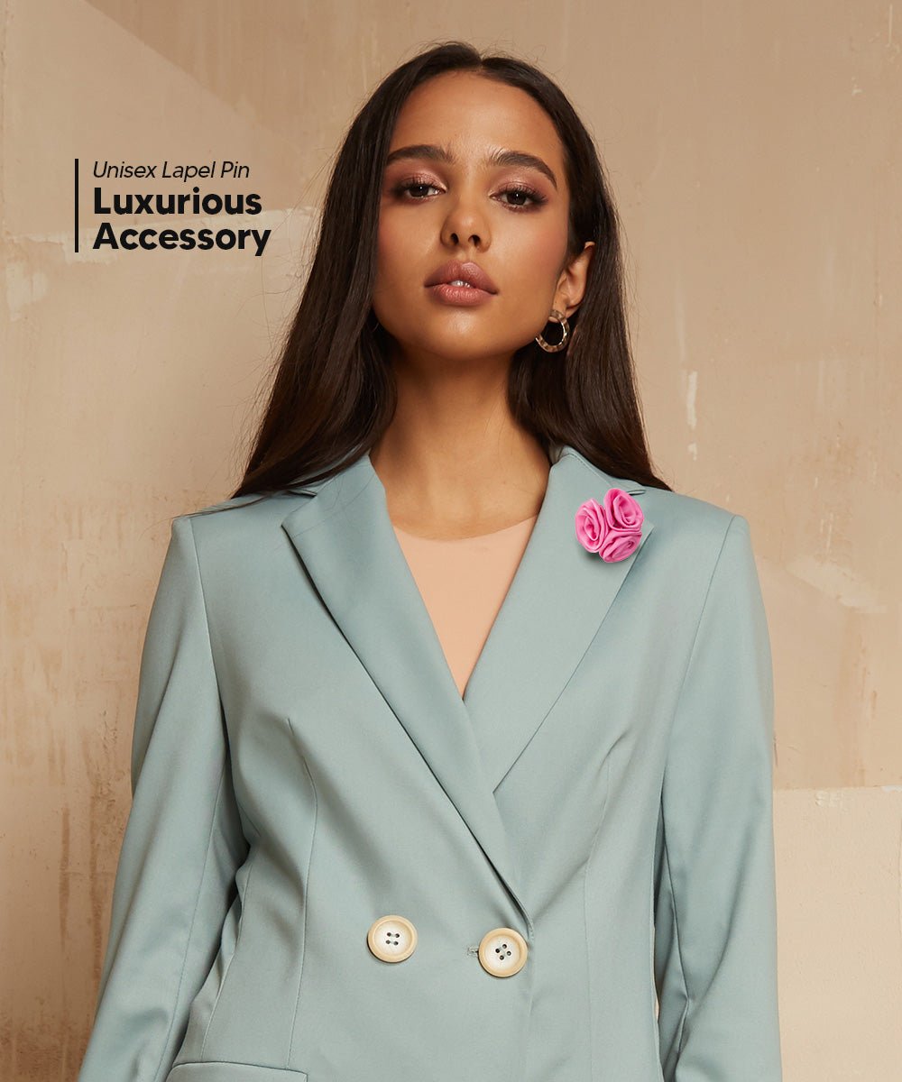 Vittorio Vico Unisex Trio Cluster Satin Flower Lapel Pin - Suits You Sir - Pink -