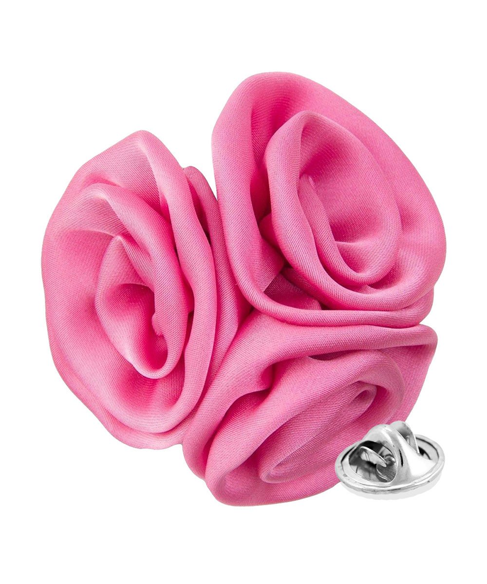 Vittorio Vico Unisex Trio Cluster Satin Flower Lapel Pin - Suits You Sir - Pink -