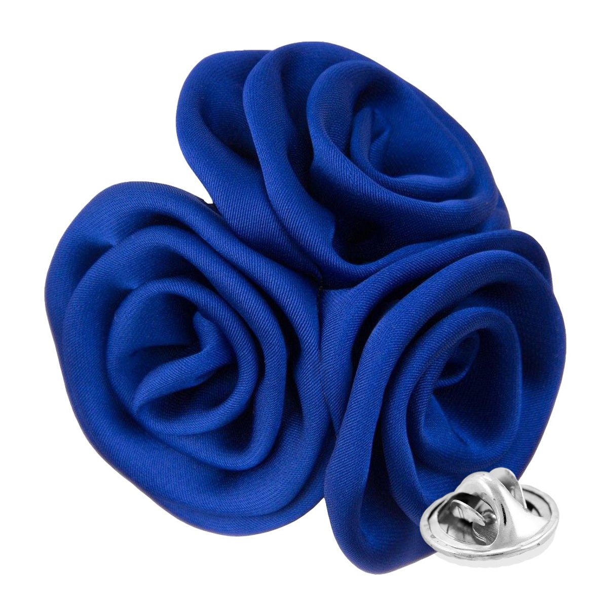 Vittorio Vico Unisex Trio Cluster Satin Flower Lapel Pin - Suits You Sir - Royal Blue -
