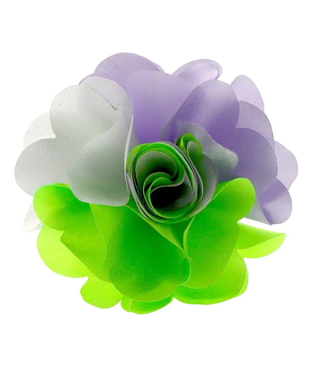 Vittorio Vico Unisex Two Tone Satin Flower Lapel Pin - Suits You Sir - Lavender and Lime and White -