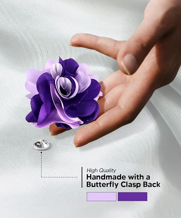 Vittorio Vico Unisex Two Tone Satin Flower Lapel Pin - Suits You Sir - Purple and Lavender -