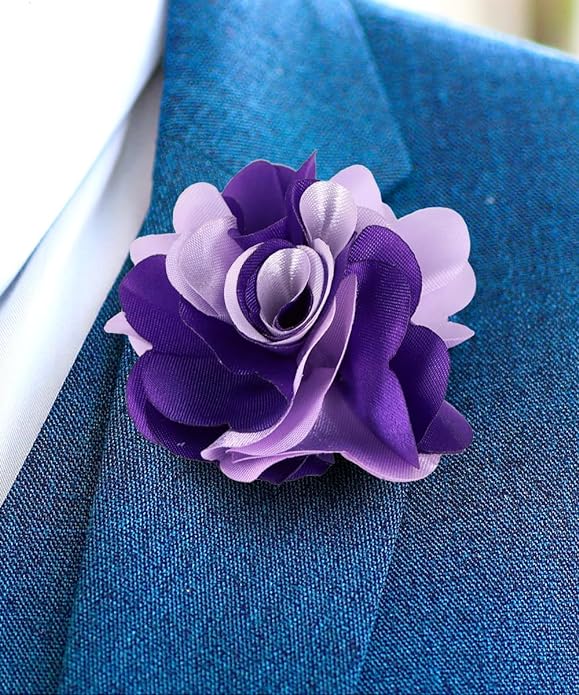 Vittorio Vico Unisex Two Tone Satin Flower Lapel Pin - Suits You Sir - Purple and Lavender -