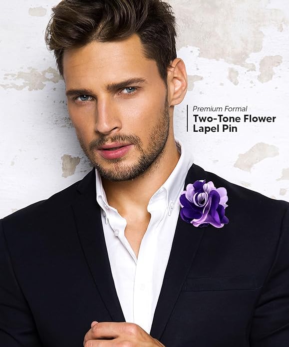 Vittorio Vico Unisex Two Tone Satin Flower Lapel Pin - Suits You Sir - Purple and Lavender -