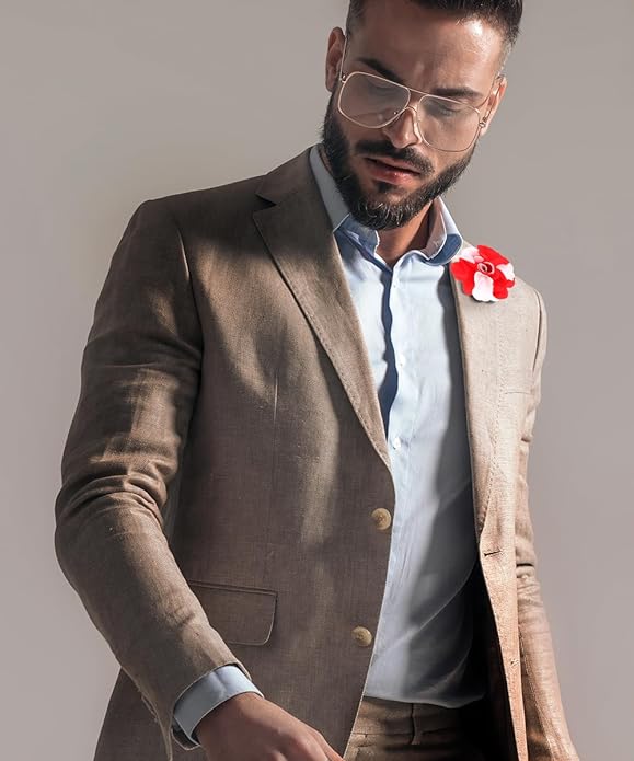 Vittorio Vico Unisex Two Tone Satin Flower Lapel Pin - Suits You Sir - Red and White -