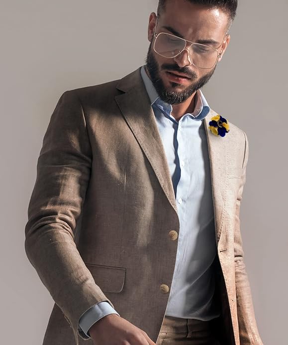 Vittorio Vico Unisex Two Tone Satin Flower Lapel Pin - Suits You Sir - Royal Blue and Gold -