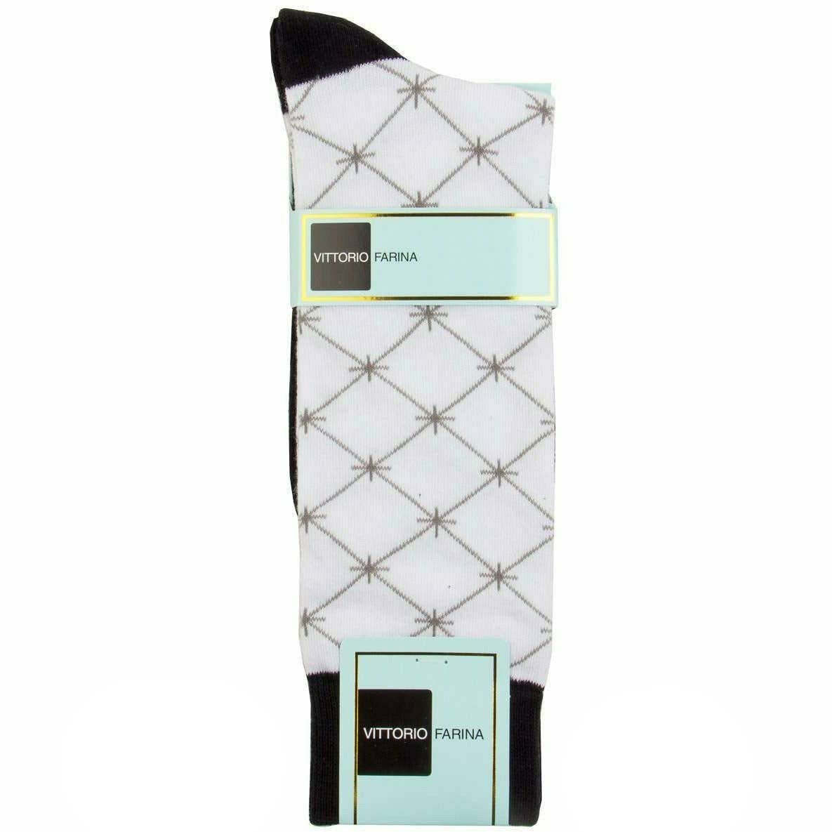 Vittorio Farina Men's Cotton Anklett Design Dress Socks Black and White / 3