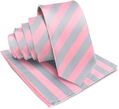 Vittorio Farina Men's Striped Satin Necktie & Pocket Square
