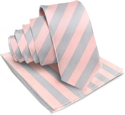 Vittorio Farina Men's Striped Satin Necktie & Pocket Square