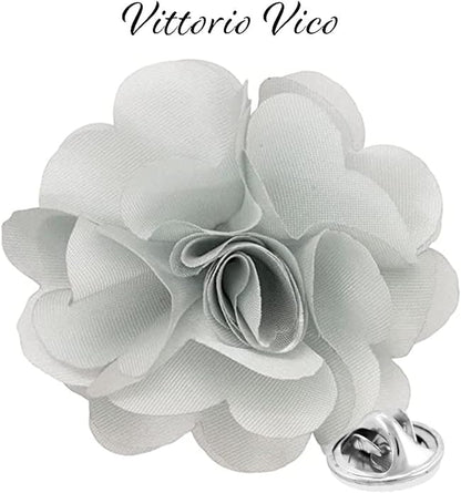 Vittorio Vico Unisex Satin Solid Flower Lapel Pin