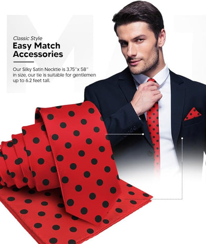 Vittorio Farina Men's Polka Dot Satin Necktie & Pocket Square