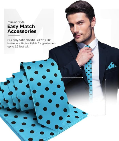 Vittorio Farina Men's Polka Dot Satin Necktie & Pocket Square