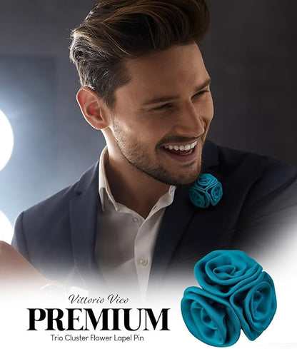 Vittorio Vico Unisex Trio Cluster Satin Flower Lapel Pin