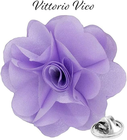 Vittorio Vico Unisex Satin Solid Flower Lapel Pin
