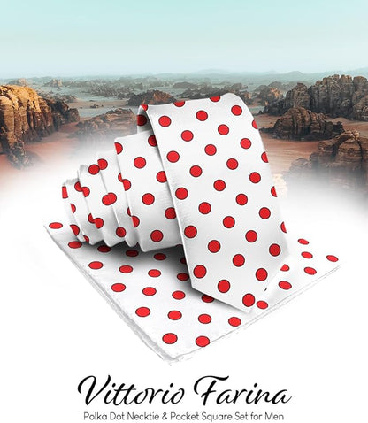 Vittorio Farina Men's Polka Dot Satin Necktie & Pocket Square