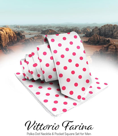 Vittorio Farina Men's Polka Dot Satin Necktie & Pocket Square