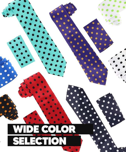 Vittorio Farina Men's Polka Dot Satin Necktie & Pocket Square