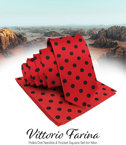 Vittorio Farina Men's Polka Dot Satin Necktie & Pocket Square