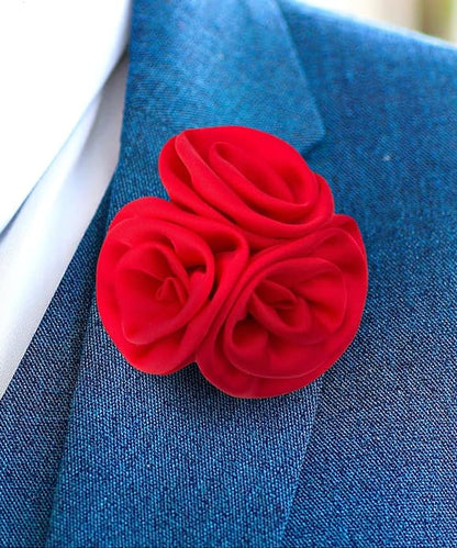 Vittorio Vico Unisex Trio Cluster Satin Flower Lapel Pin