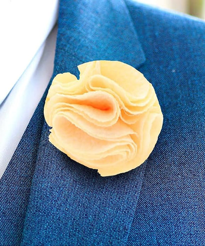 Vittorio Vico Unisex Solid Seersucker Flower Lapel Pin