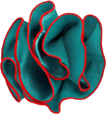 Vittorio Farina Round Satin Pocket Square with Embroidered Piping