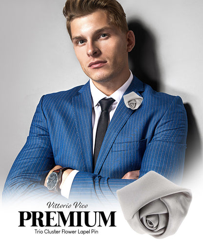 Vittorio Vico Unisex Satin Rose Bud Flower Lapel Pin